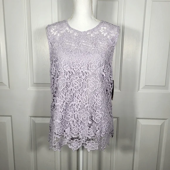 NWT Nanette Lapore Lace Sleeveless Top in Lavender Purple Zipper in Back - Picture 1 of 17